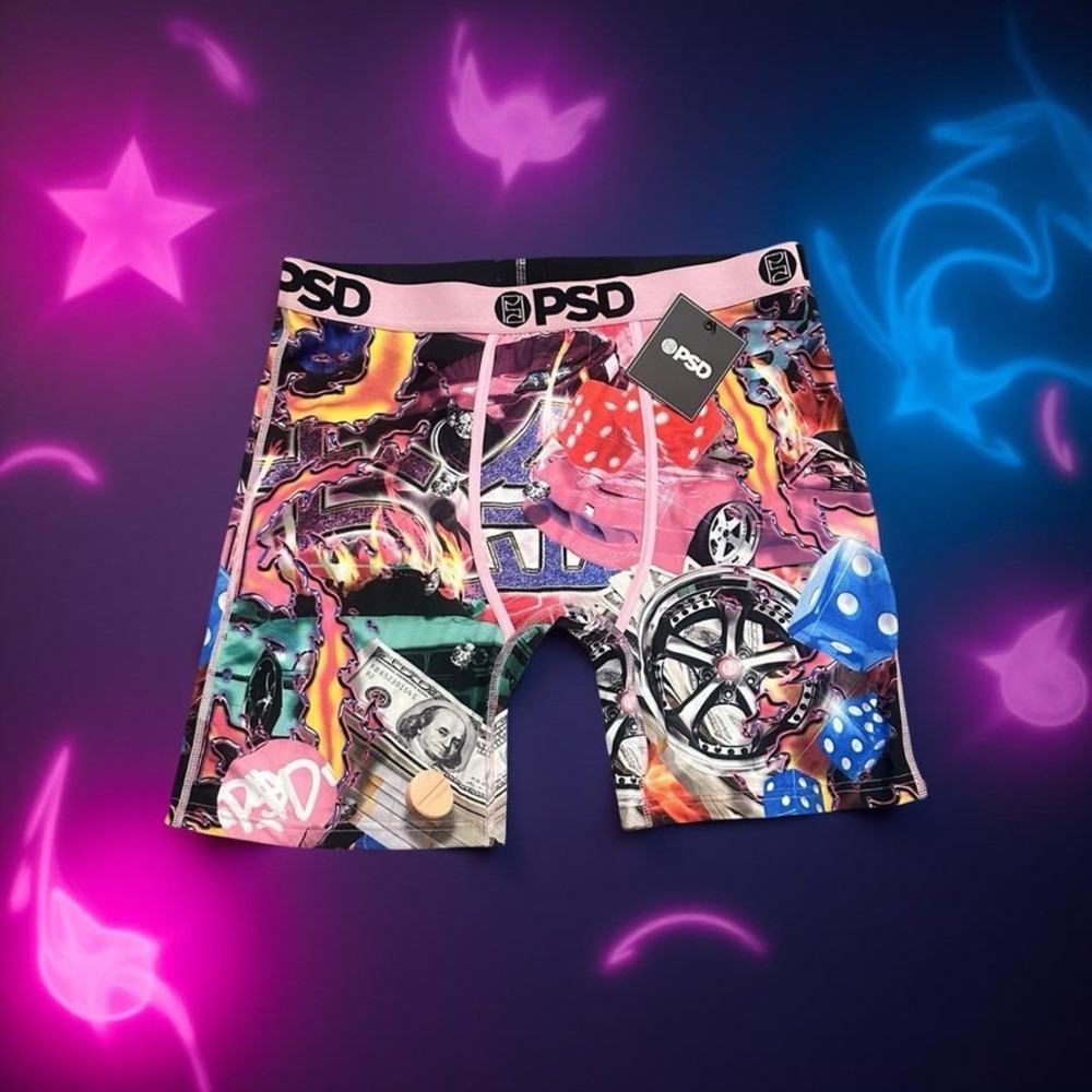 PSD Boxer Briefs "Tuner Drip" Graphic Print Multi JDM Racing Men XL NWT